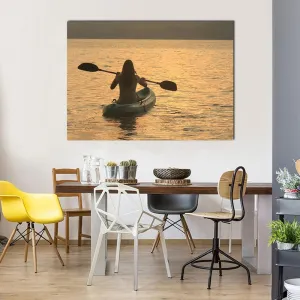 Kayaking At Sunrise Canvas Wall Art