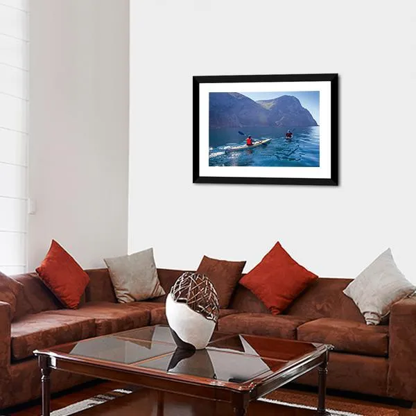 Kayaking In Sea Canvas Wall Art