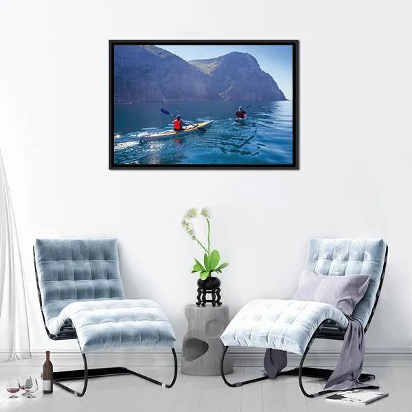 Kayaking In Sea Canvas Wall Art