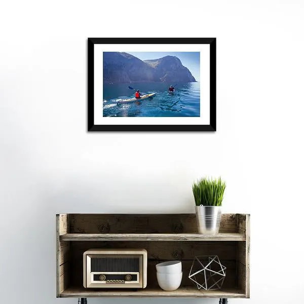 Kayaking In Sea Canvas Wall Art