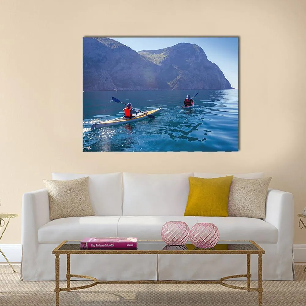 Kayaking In Sea Canvas Wall Art