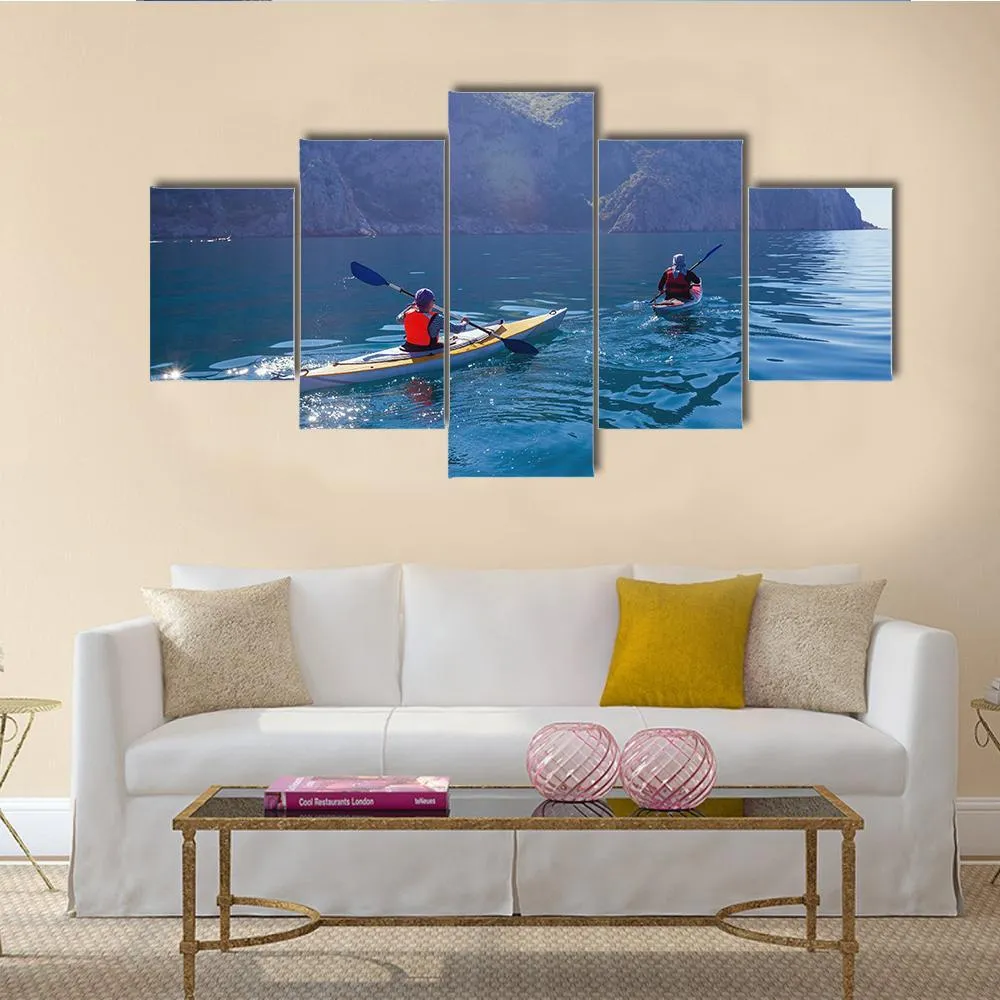 Kayaking In Sea Canvas Wall Art