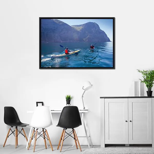 Kayaking In Sea Canvas Wall Art