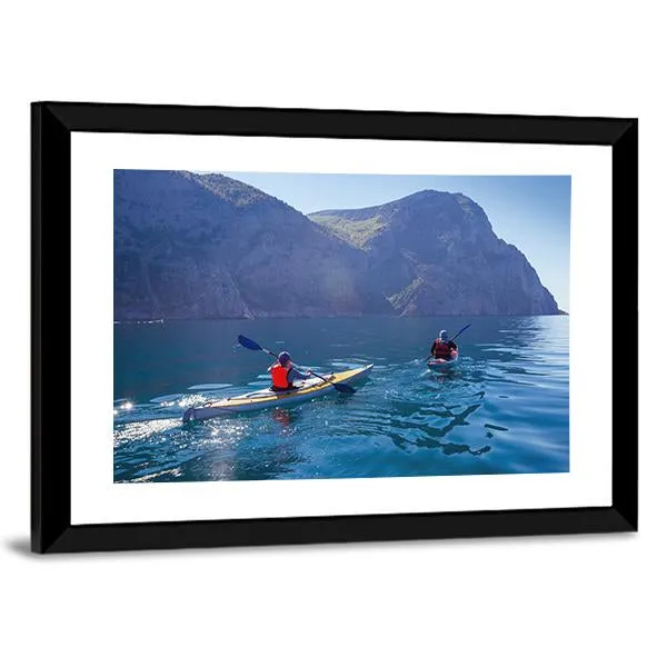 Kayaking In Sea Canvas Wall Art