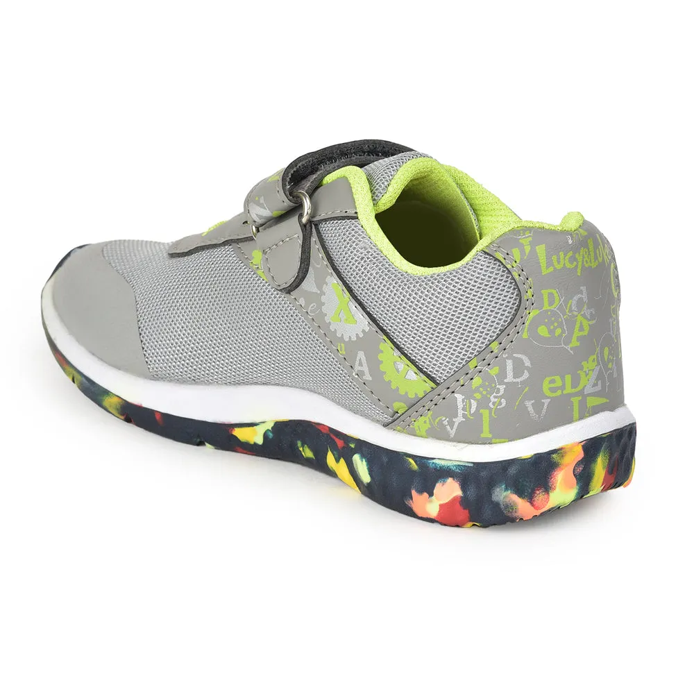 Lucy & Luke (Grey) Casual Non Lacing Shoes For Kids JAMIE-108 By Liberty