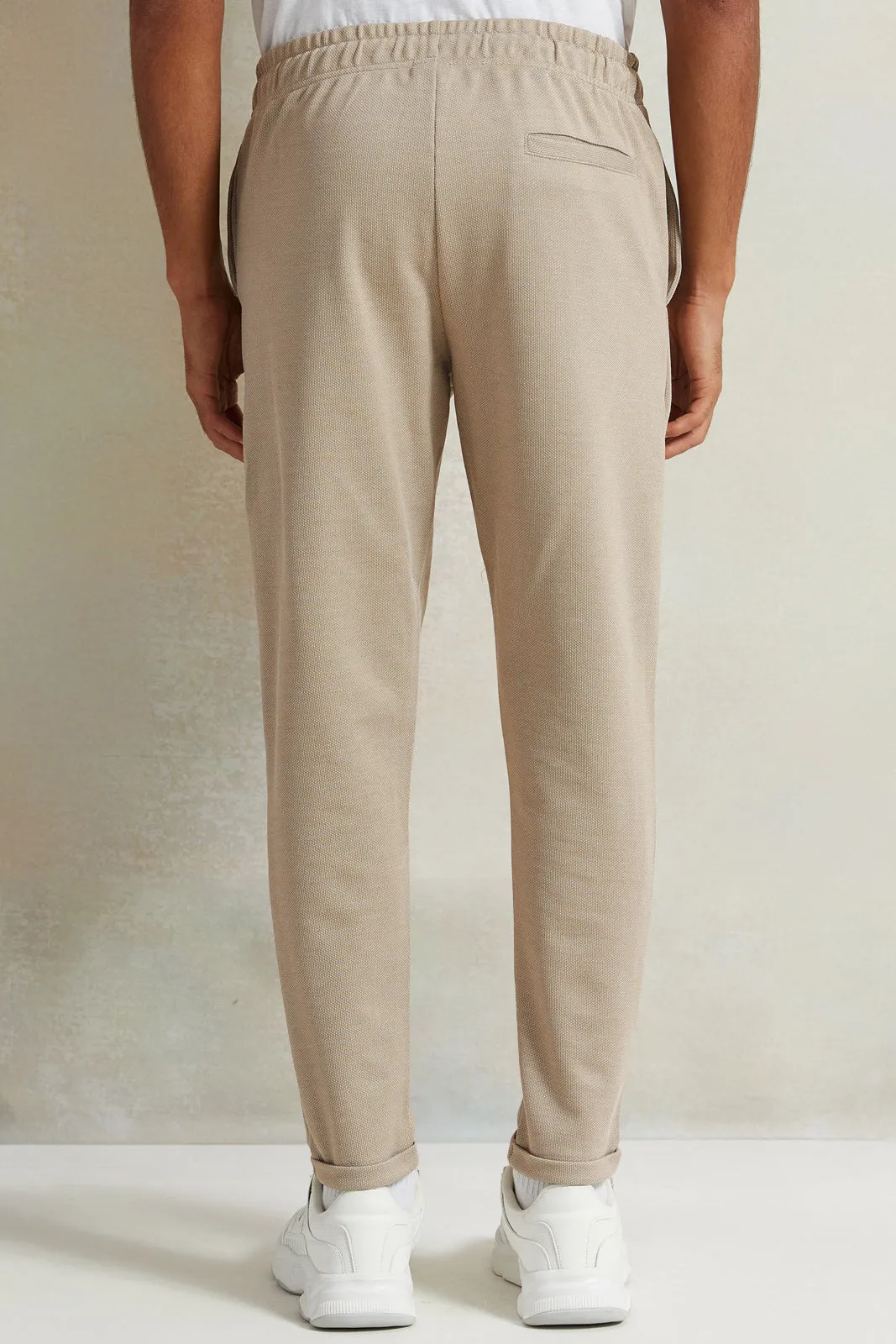 Men Beige Pull-On Trousers