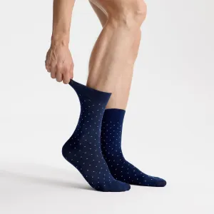 Men's Bamboo Dress Socks • Dotted Pack of 1/3/5 Pairs • Blue Navy