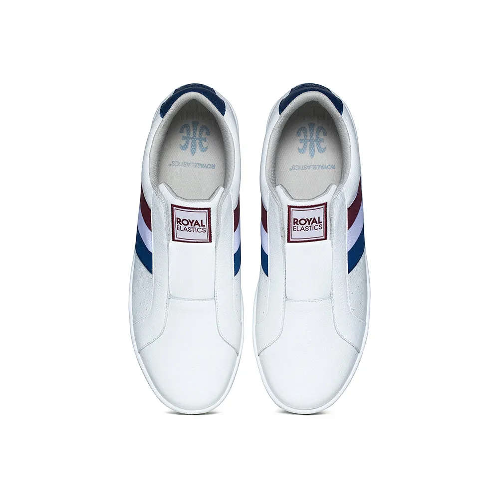 Men's Bishop White Red Blue Leather Sneakers 01701-015