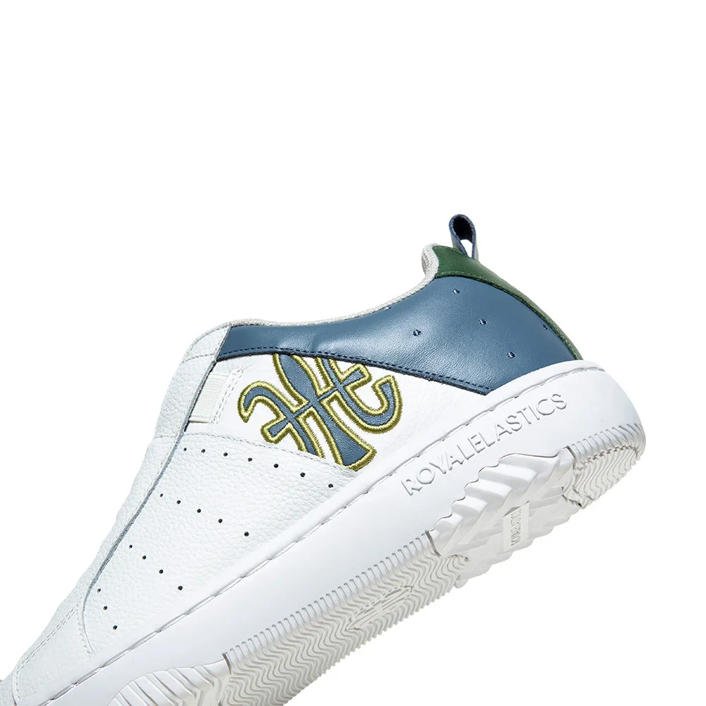 Men's Icon 2.0 White Blue Green Logo Leather Sneakers 06542-084