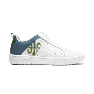 Men's Icon 2.0 White Blue Green Logo Leather Sneakers 06542-084