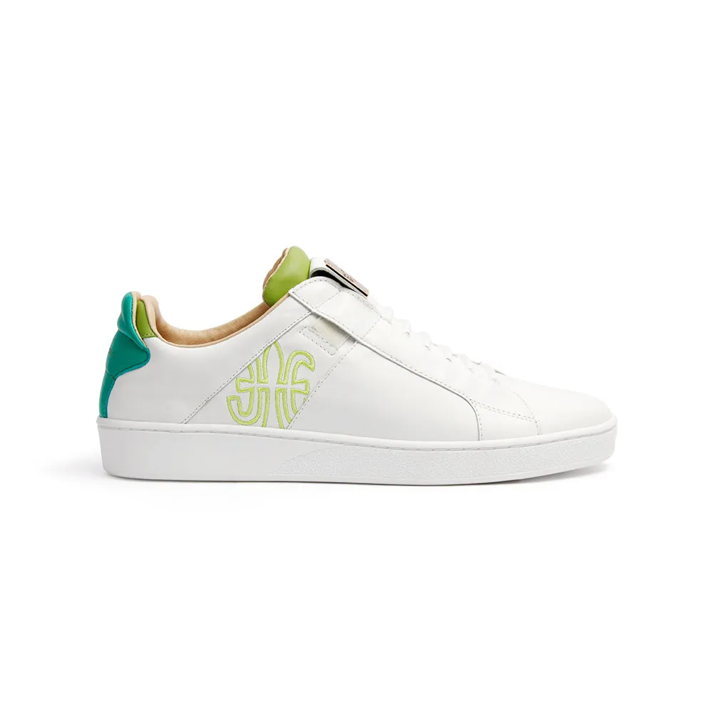 Men's Icon SBI White Green Leather Sneakers 02593-004