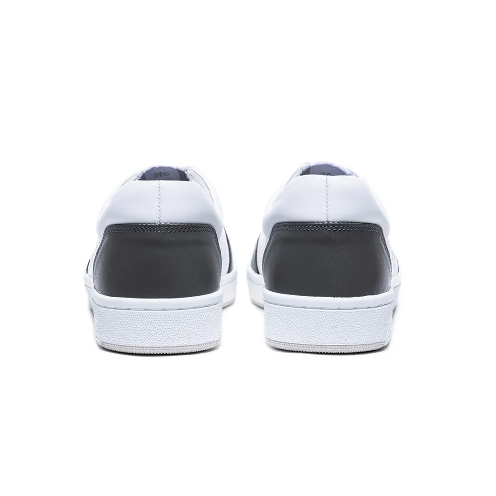 Men's Maker White Gray Logo Leather Sneakers 08221-080