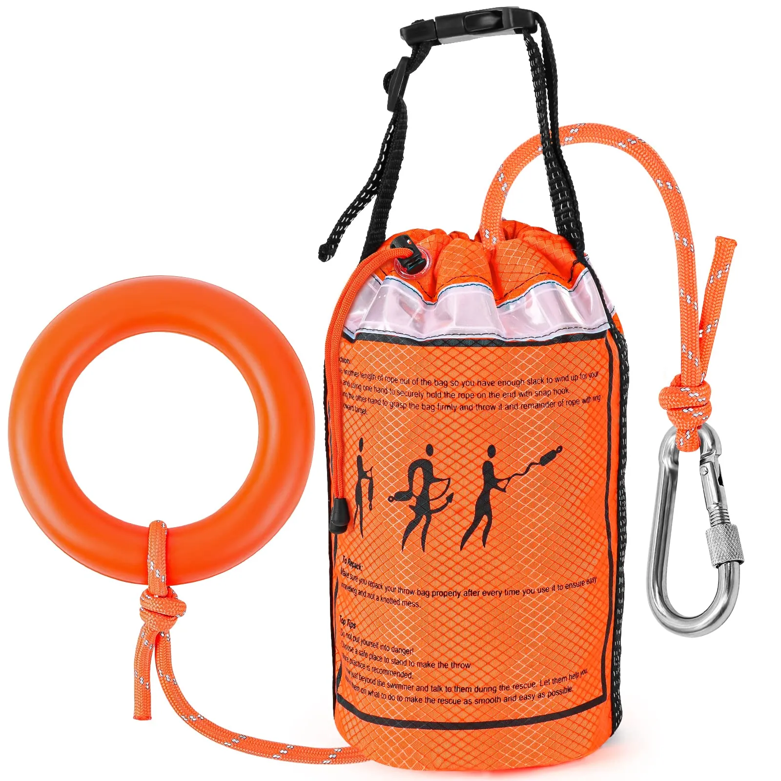 NTR Water Rescue Throw Bag with 70 Feet of Rope in 3/10 Inch Tensile Strength Rated to 1844lbs, Throwable Device for Kayaking and Rafting, Safety Equipment for Raft and Boat