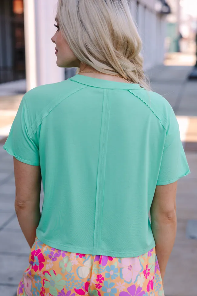 One Step Ahead Green Cropped Tee FINAL SALE