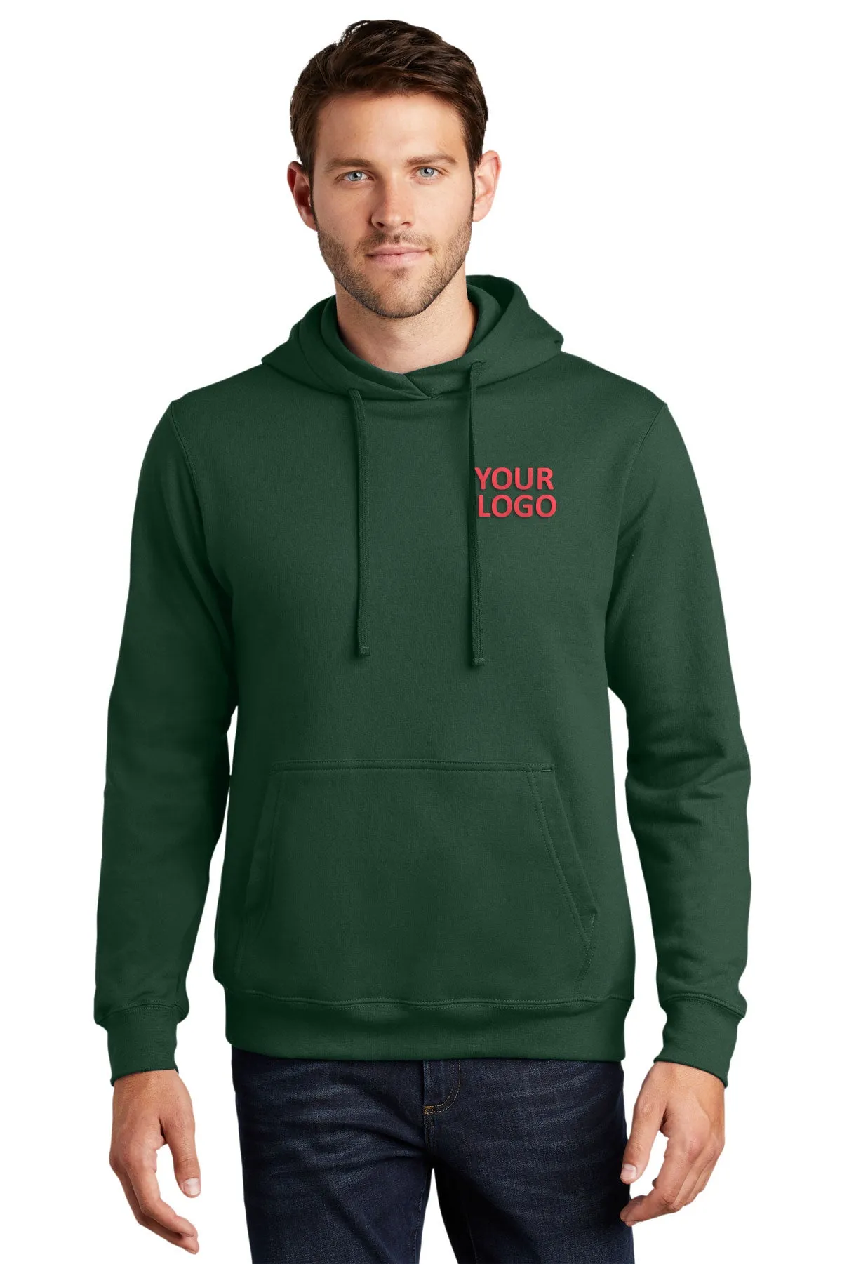 Port & Company Fan Favorite Fleece Customized Hoodies, Forest Green