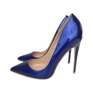 Pre Order:  Blue Patent Pointed-Toe Slip-On Shoes