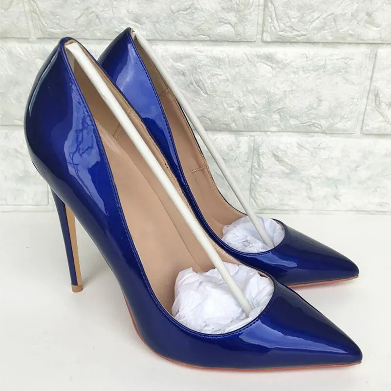 Pre Order:  Blue Patent Pointed-Toe Slip-On Shoes