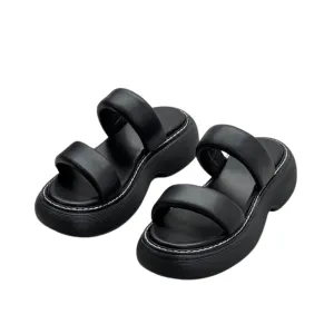 Pre Order:  Leather Thick Sole Strappy Sandals