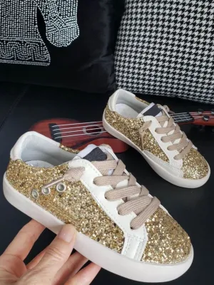 Pure Gold Glitter Sneakers by Liv and Mia