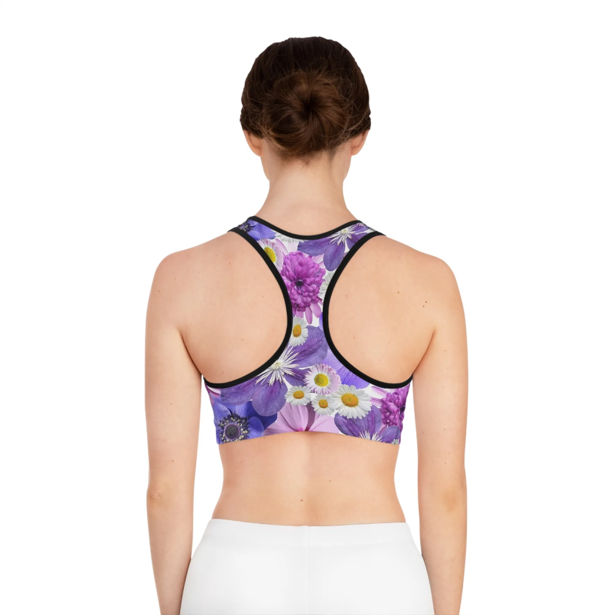 Purple Flowers - Inovax Sports Bra