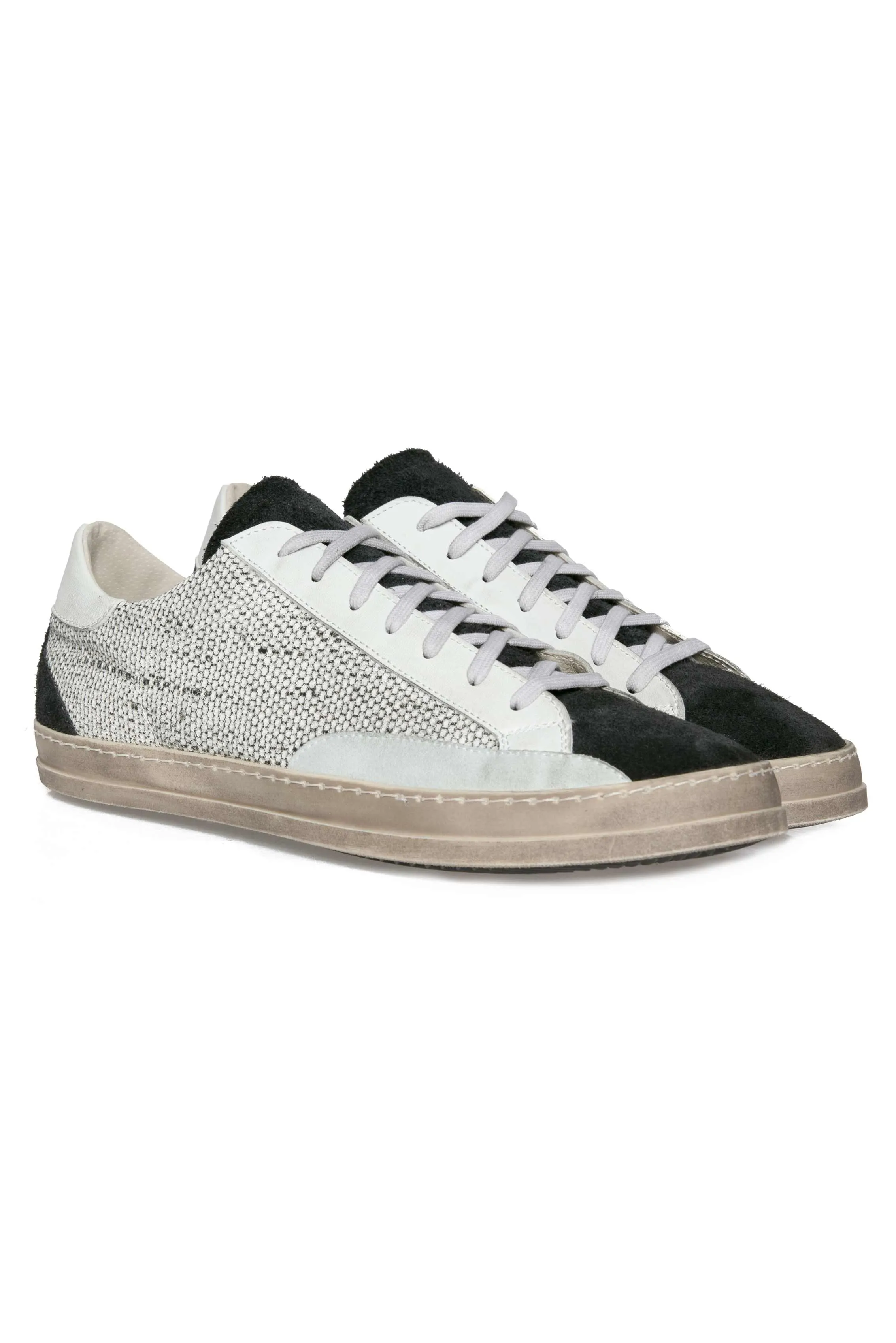 Sneaker in Bianco and Lamina Nera