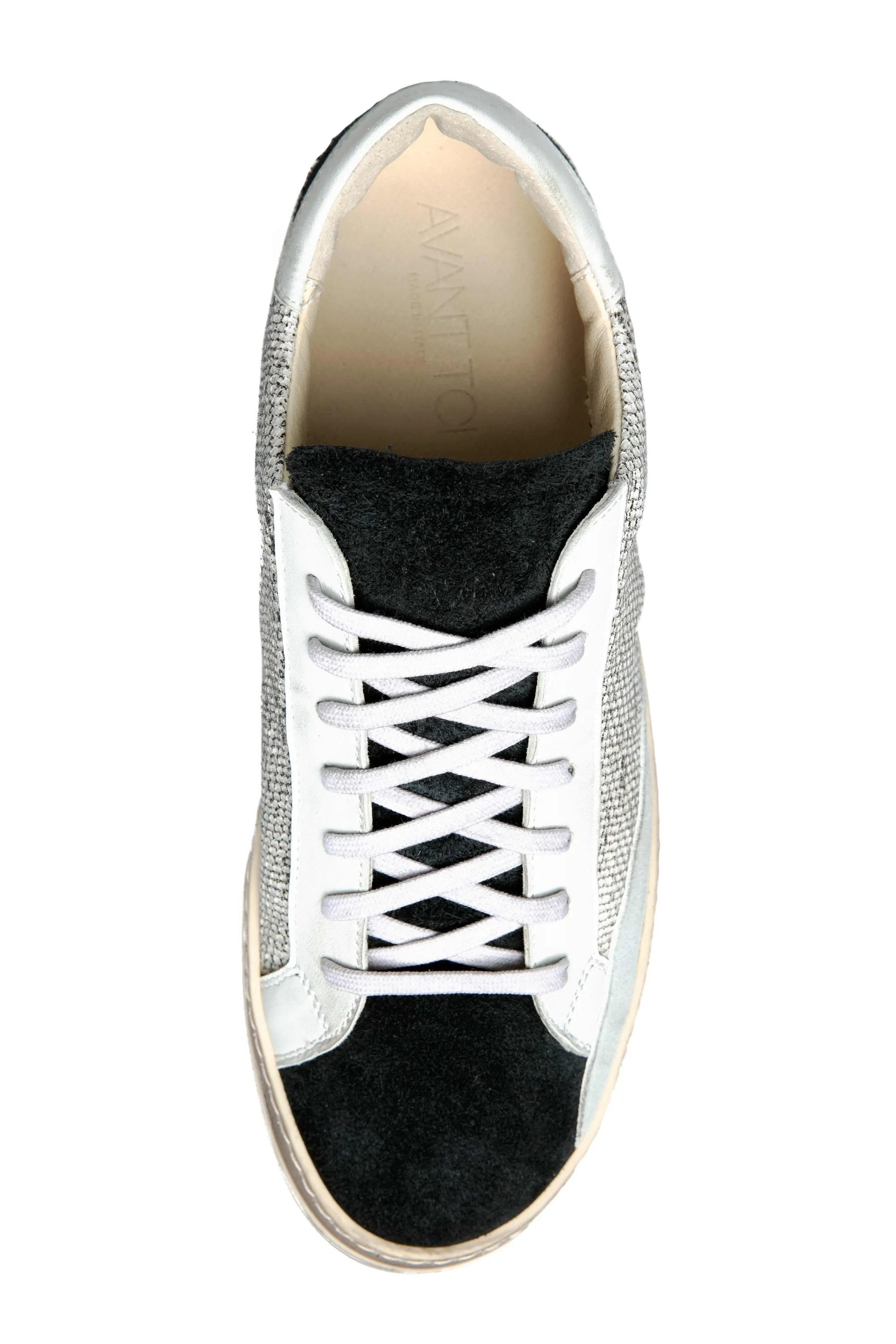 Sneaker in Bianco and Lamina Nera