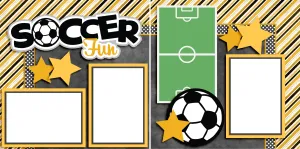 Soccer Fun Yellow - Digital Scrapbook Pages - INSTANT DOWNLOAD