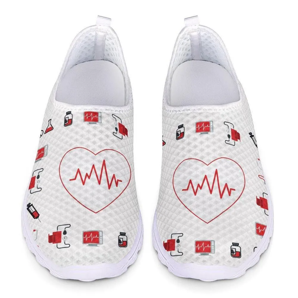 Soft and Breathable Slip-On Flat Shoes With Cartoon Nurse Pattern