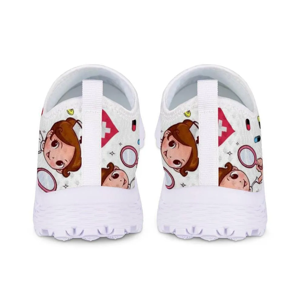 Soft and Breathable Slip-On Flat Shoes With Cartoon Nurse Pattern