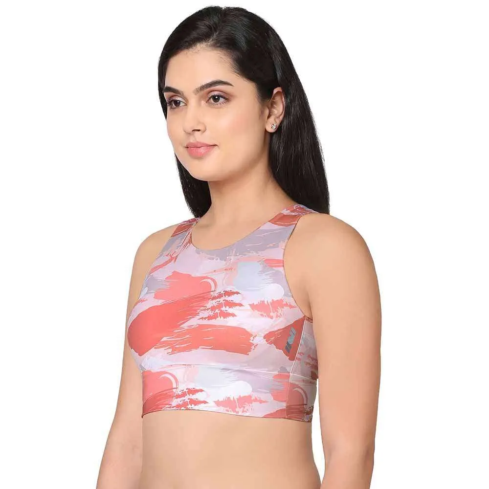 Sports Lover Padded Non-wired Cross Back Medium Intensity Full coverage Sports Bra - Pink