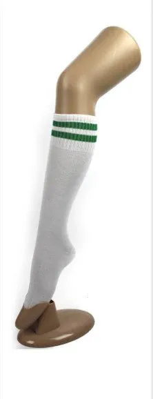 Sports Socks White with Green Stripe