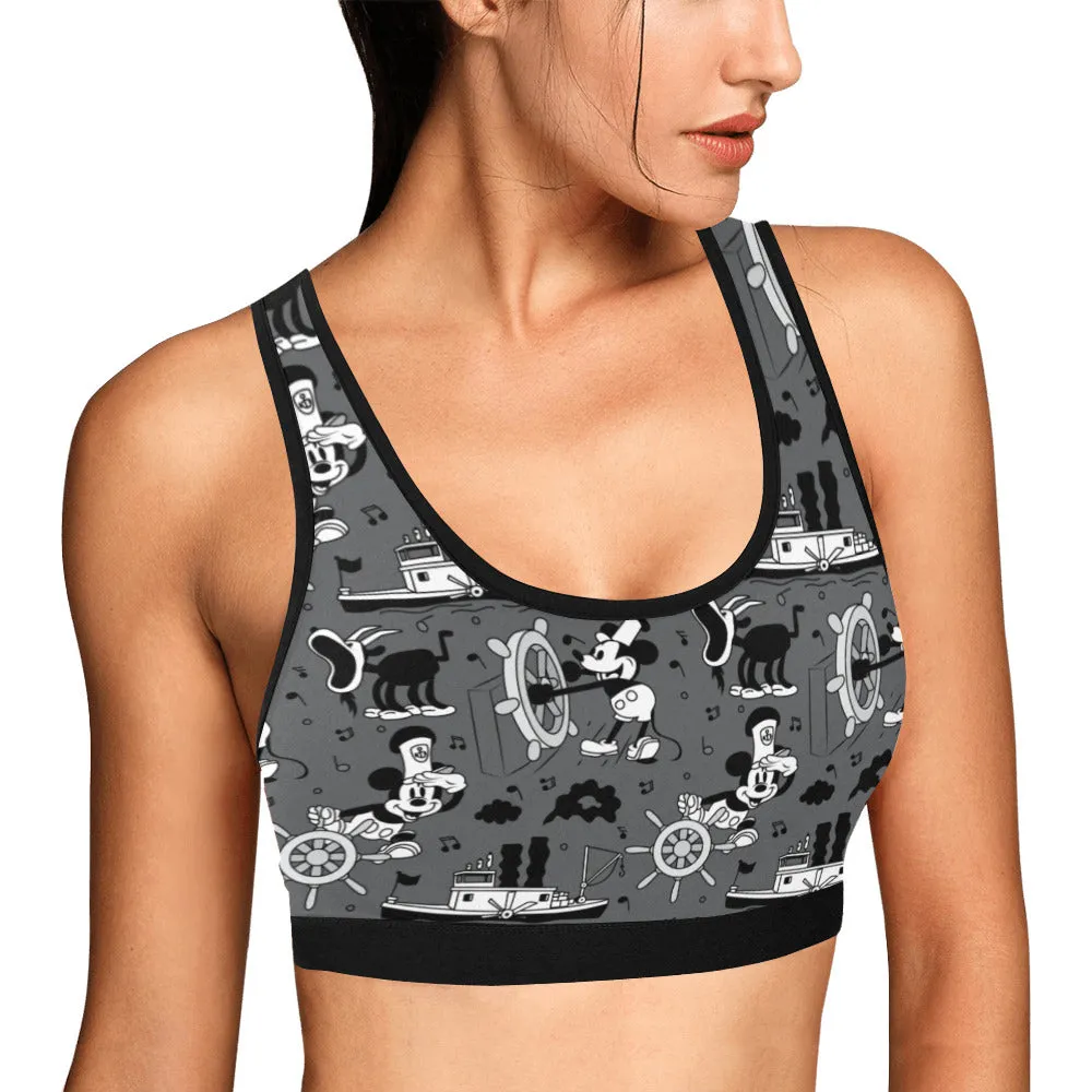 Steamboat Mickey Women's Athletic Sports Bra