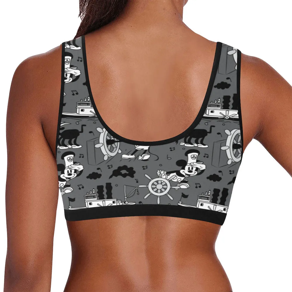 Steamboat Mickey Women's Athletic Sports Bra