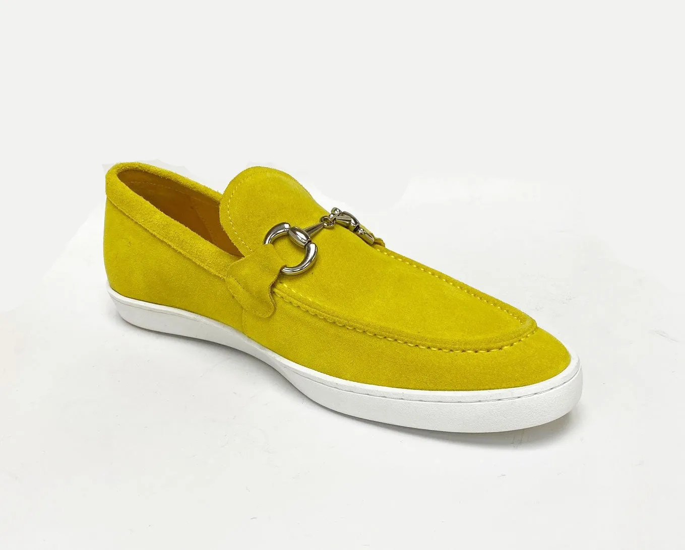 Suede Slip-On Horsebit Sneaker Yellow