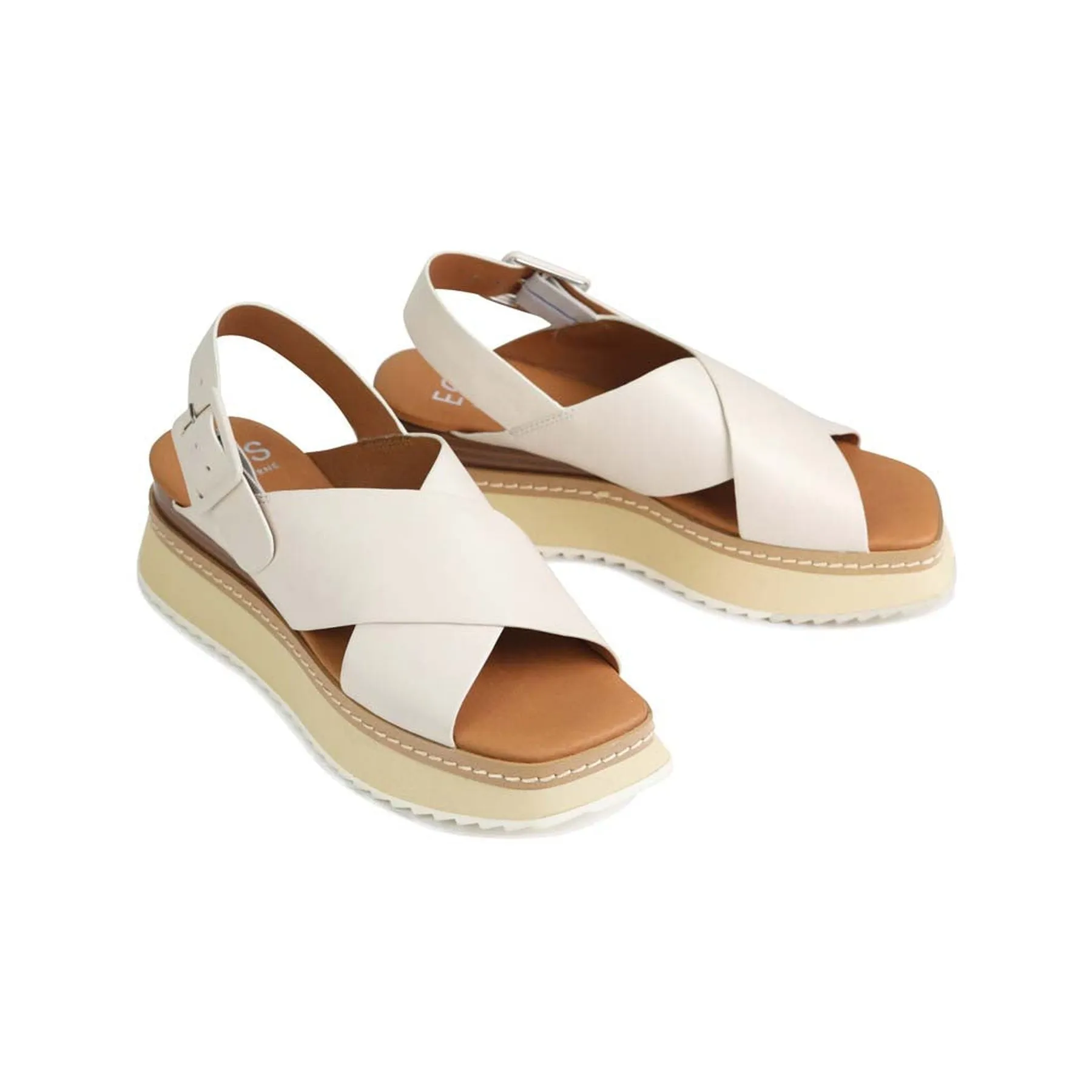 TONALITIES LEATHER PLATFORM WEDGE SANDALS