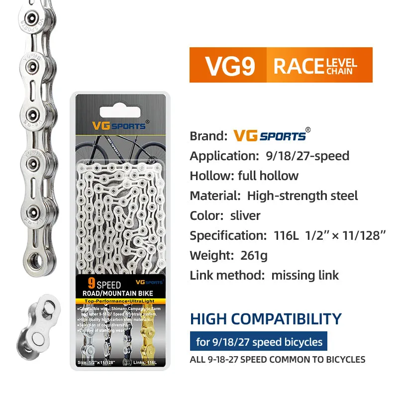 VG Sports Full Hollow 9/10/11/12 Speed Bicycle Chain