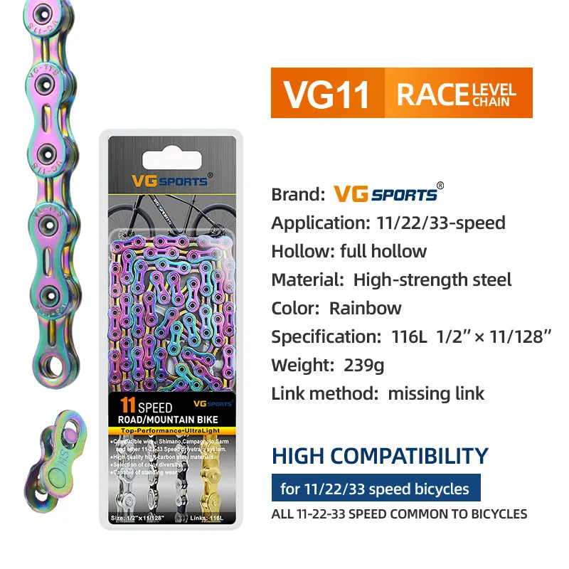 VG Sports Full Hollow 9/10/11/12 Speed Bicycle Chain