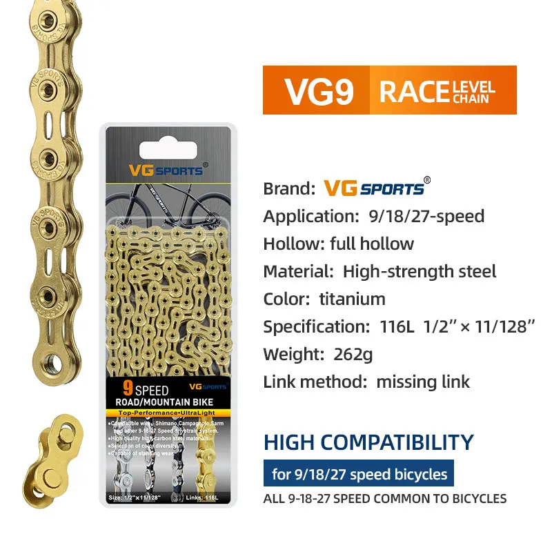 VG Sports Full Hollow 9/10/11/12 Speed Bicycle Chain