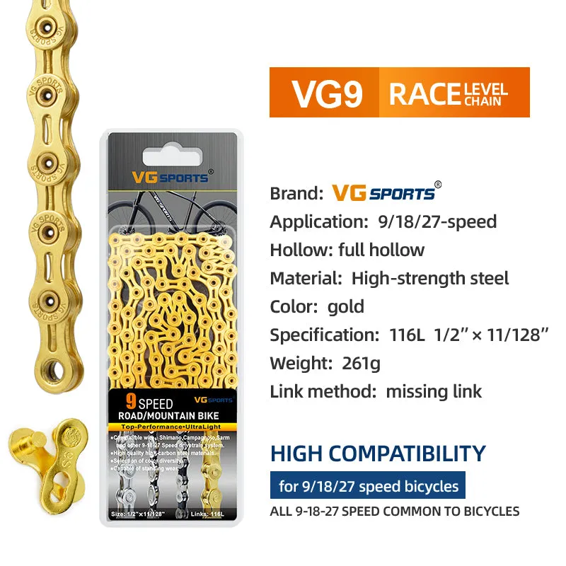 VG Sports Full Hollow 9/10/11/12 Speed Bicycle Chain