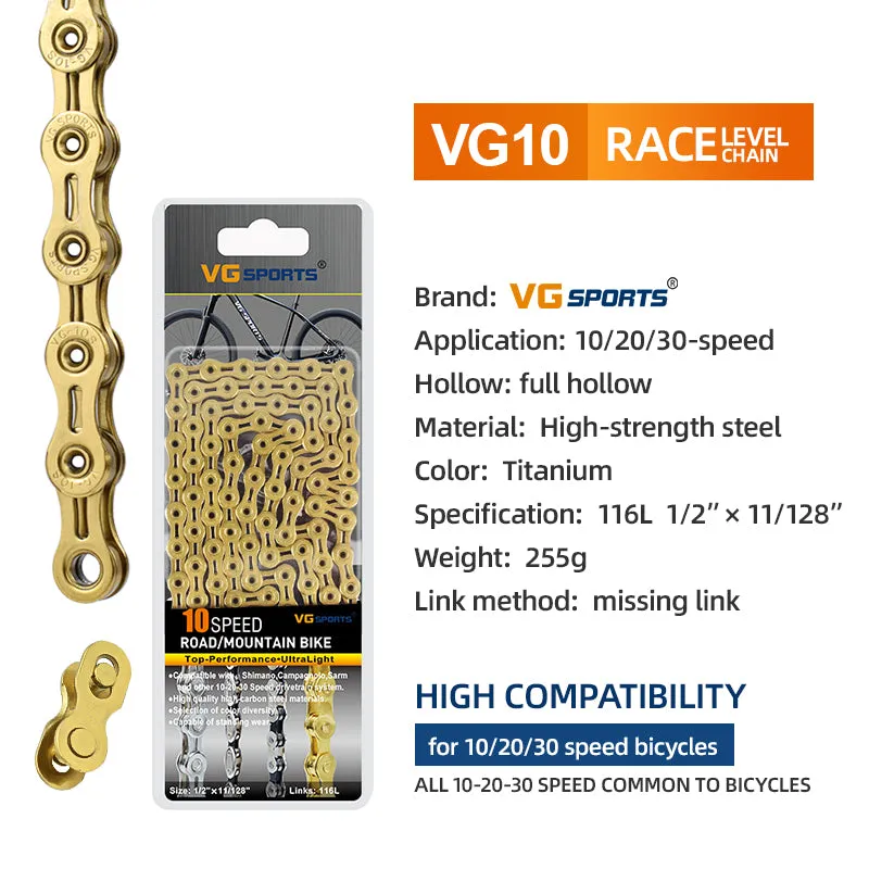 VG Sports Full Hollow 9/10/11/12 Speed Bicycle Chain