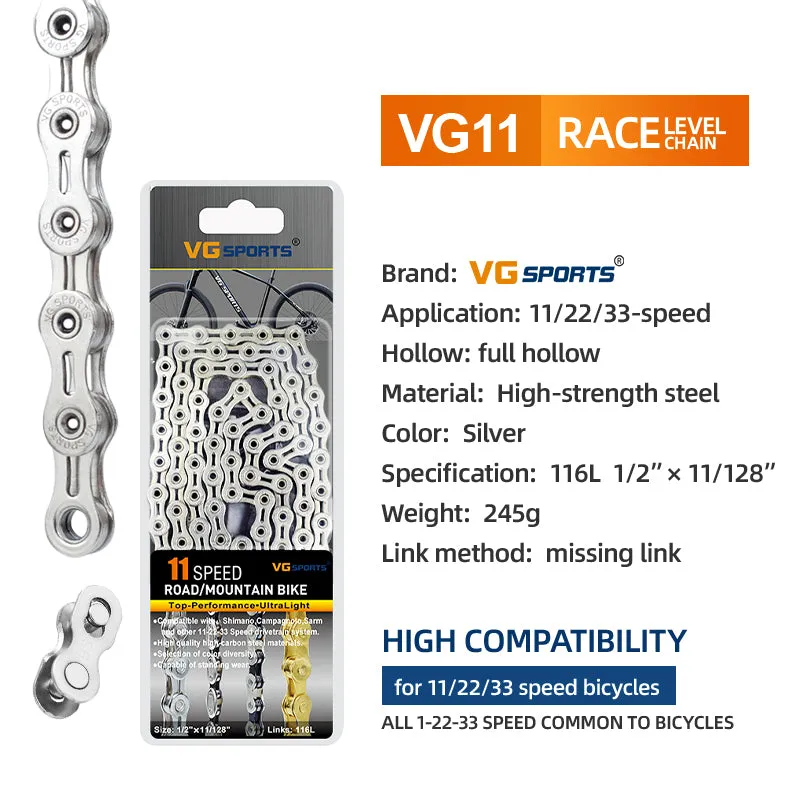 VG Sports Full Hollow 9/10/11/12 Speed Bicycle Chain