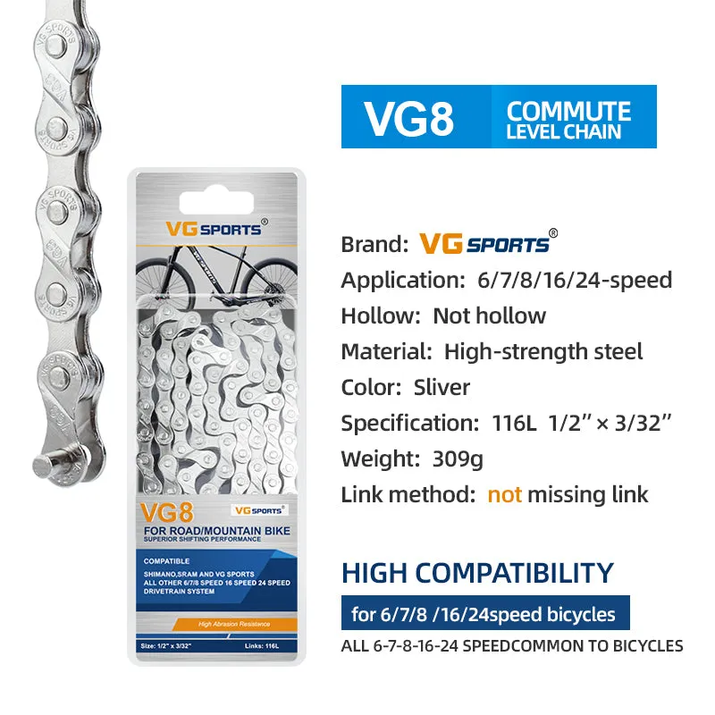 VG Sports Solid 8/9/10/11/12 Speed Bicycle Chain