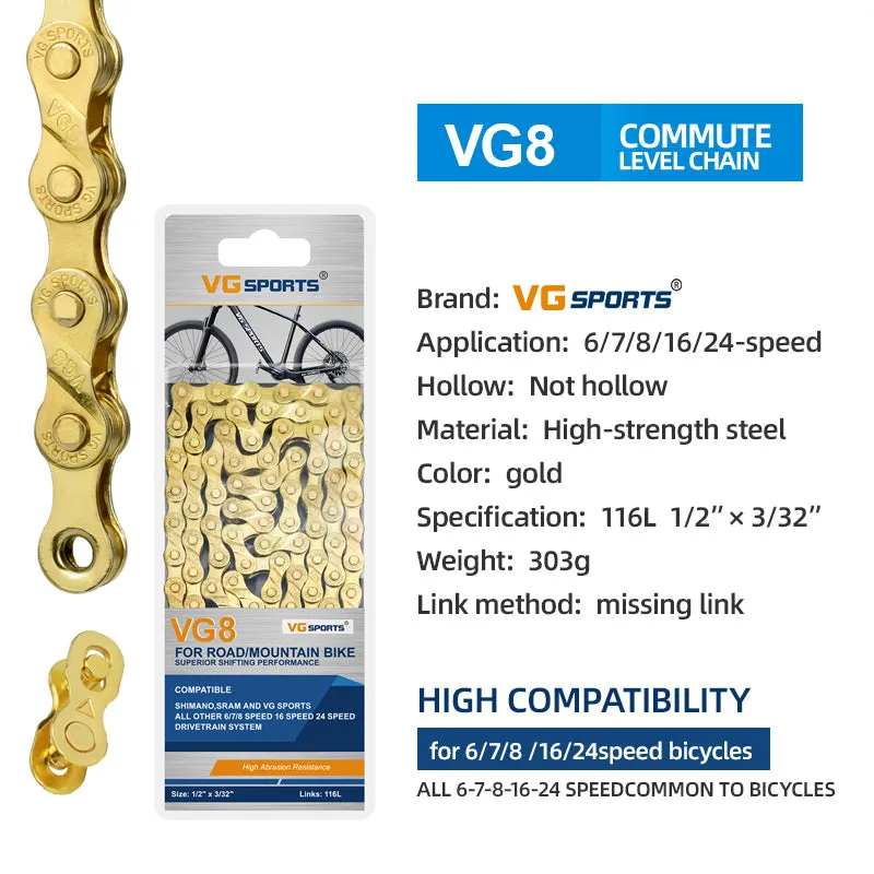 VG Sports Solid 8/9/10/11/12 Speed Bicycle Chain