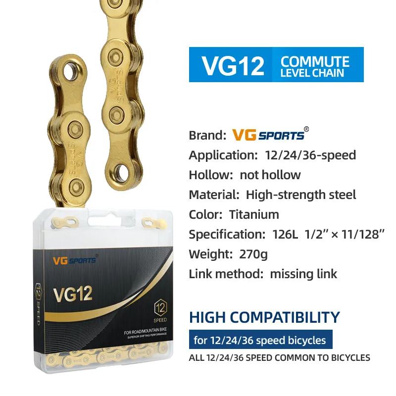 VG Sports Solid 8/9/10/11/12 Speed Bicycle Chain