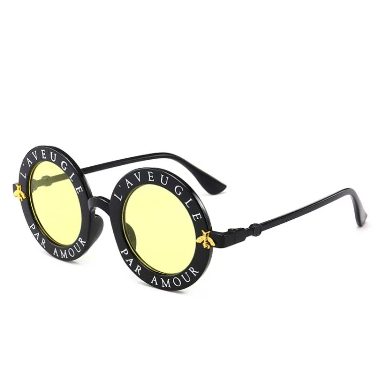 Women Vintage Round Frame Gradient Shades Sun Glasses(Yellow)