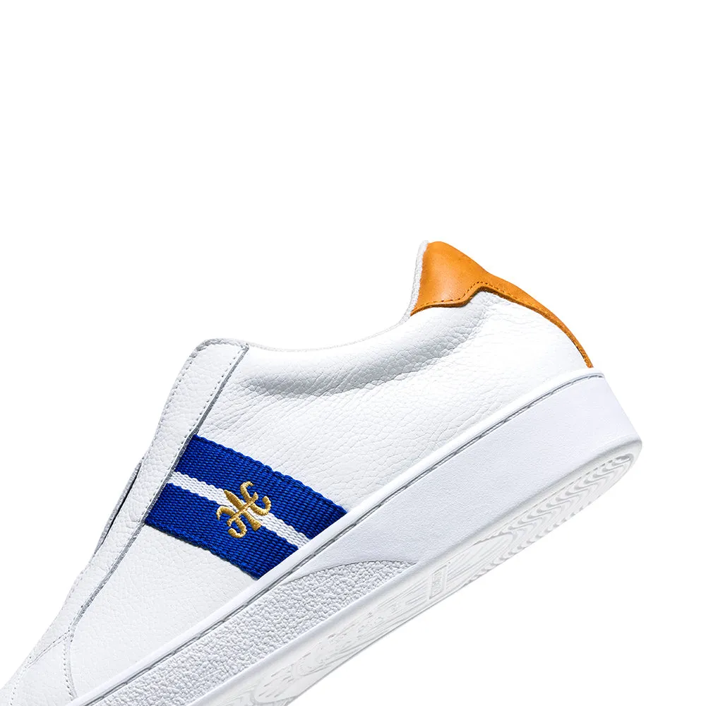 Women's Bishop White Blue Yellow Leather Sneakers 91731-005