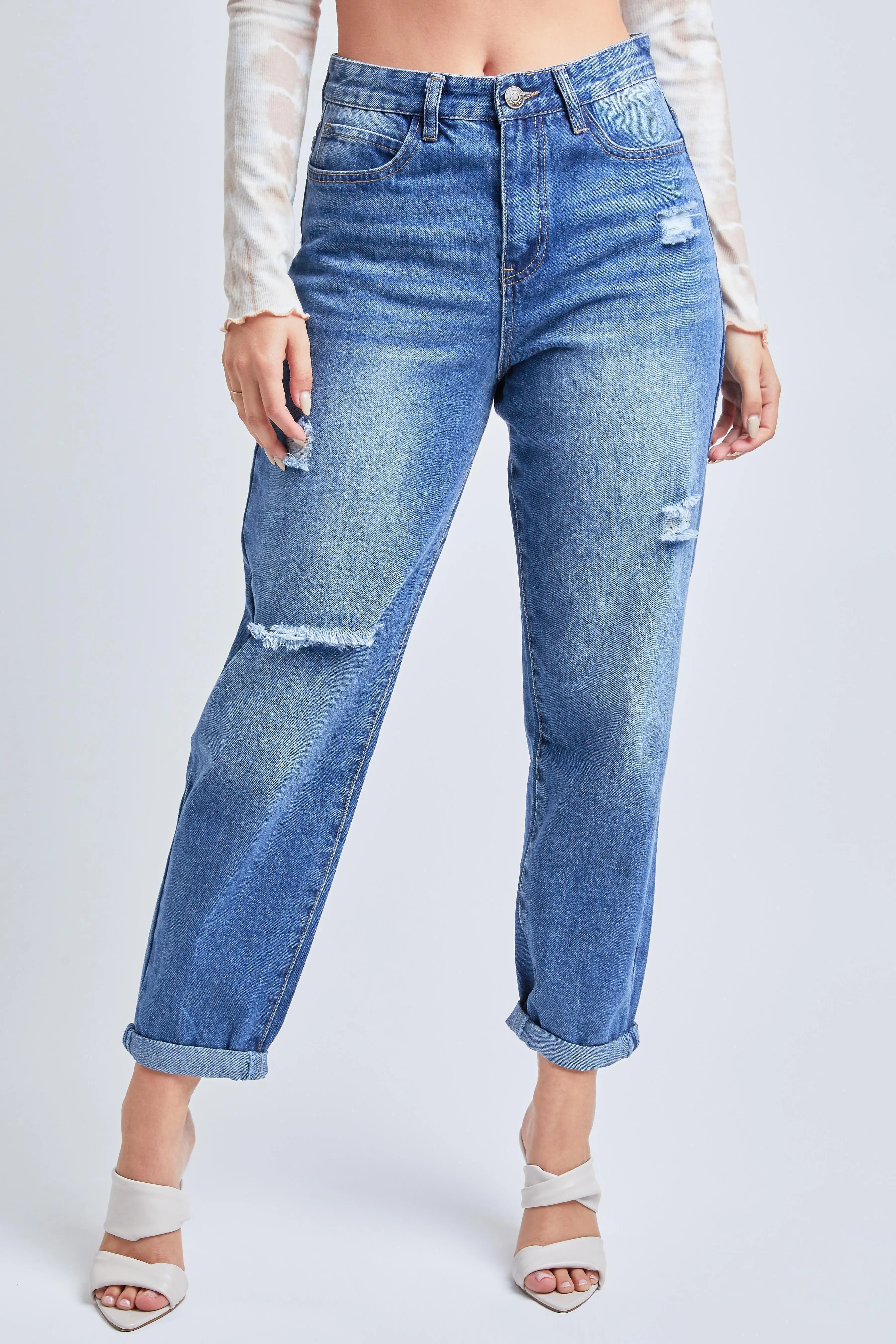 Women's Dream Balloon Fit Rolled Cuff Ankle Jeans-Sale