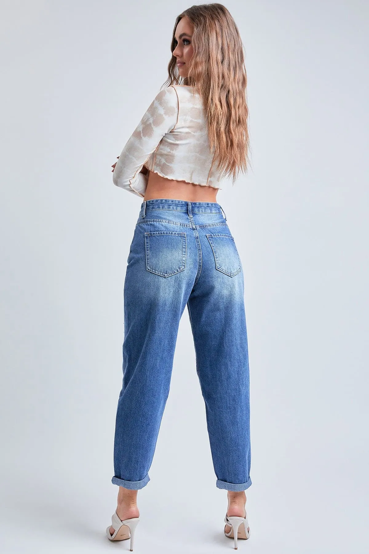 Women's Dream Balloon Fit Rolled Cuff Ankle Jeans-Sale