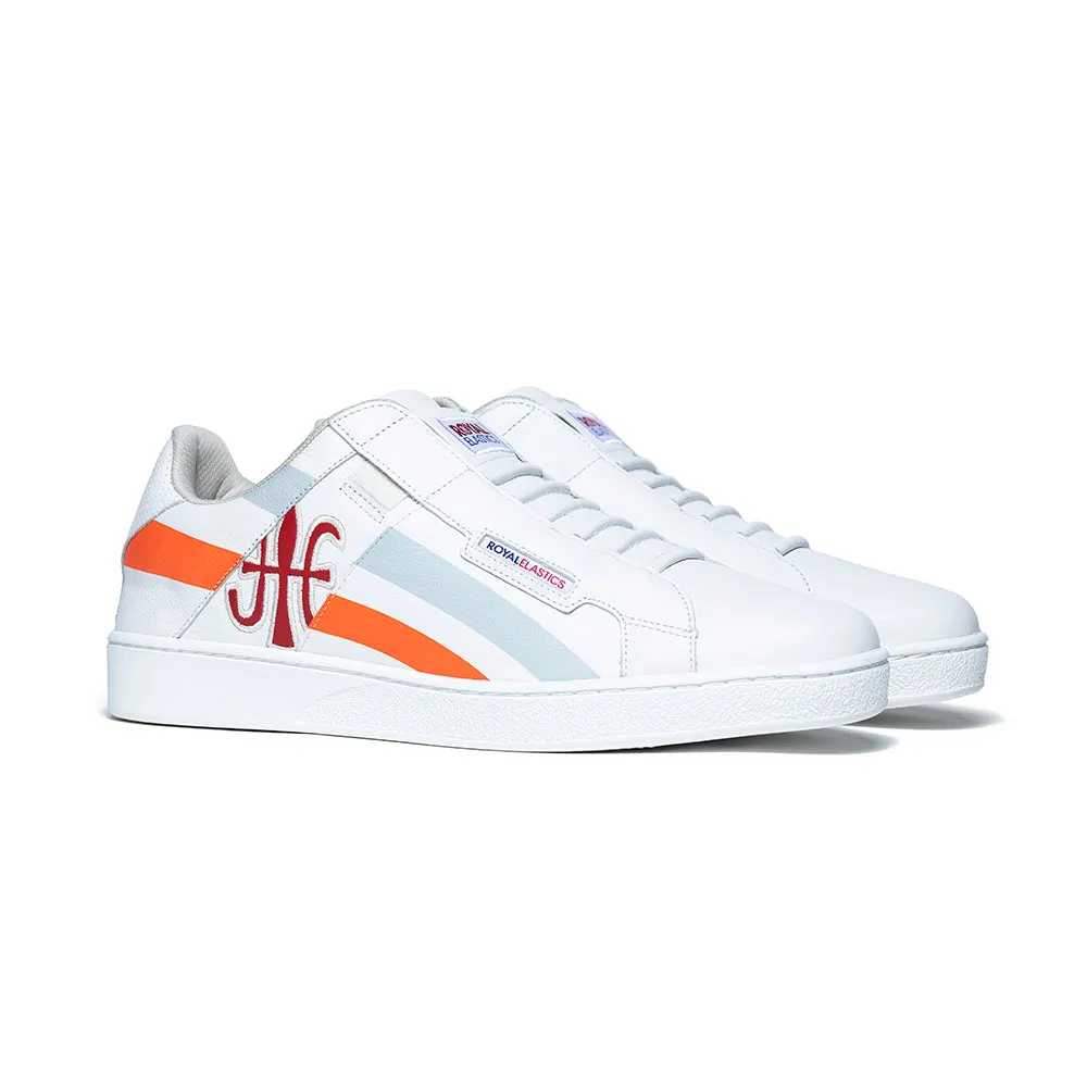 Women's Icon Cross White Orange Red Leather Sneakers 92901-028