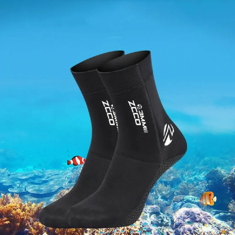 ZCCO 3mm Warm Non-Slip Diving Socks Anti-Wear Ankle Fins, Size:39-40 (Black)